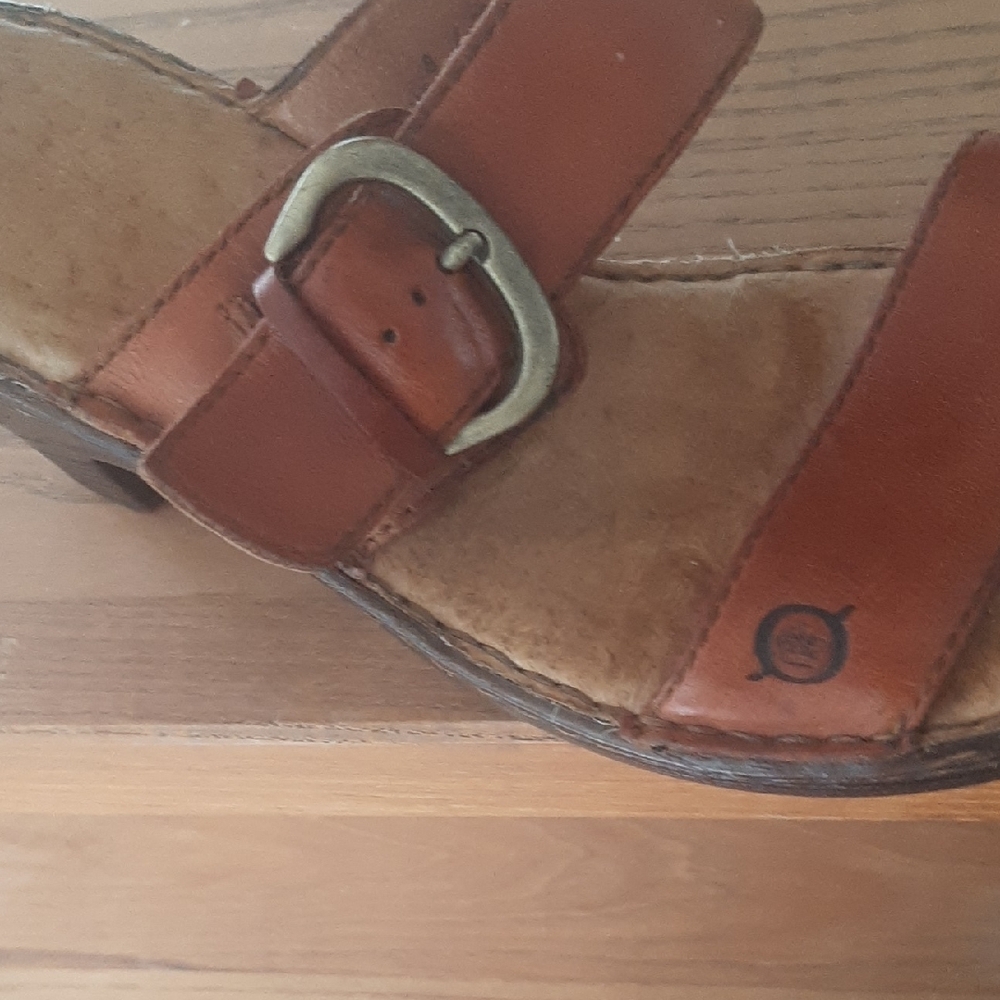 2 PAIR👡BORN👡Black&Brown LEATHER Wedge Sandals Size 8 - Picture 7 of 13